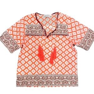 J Crew SZ Summer Boho Block Print Shirt
